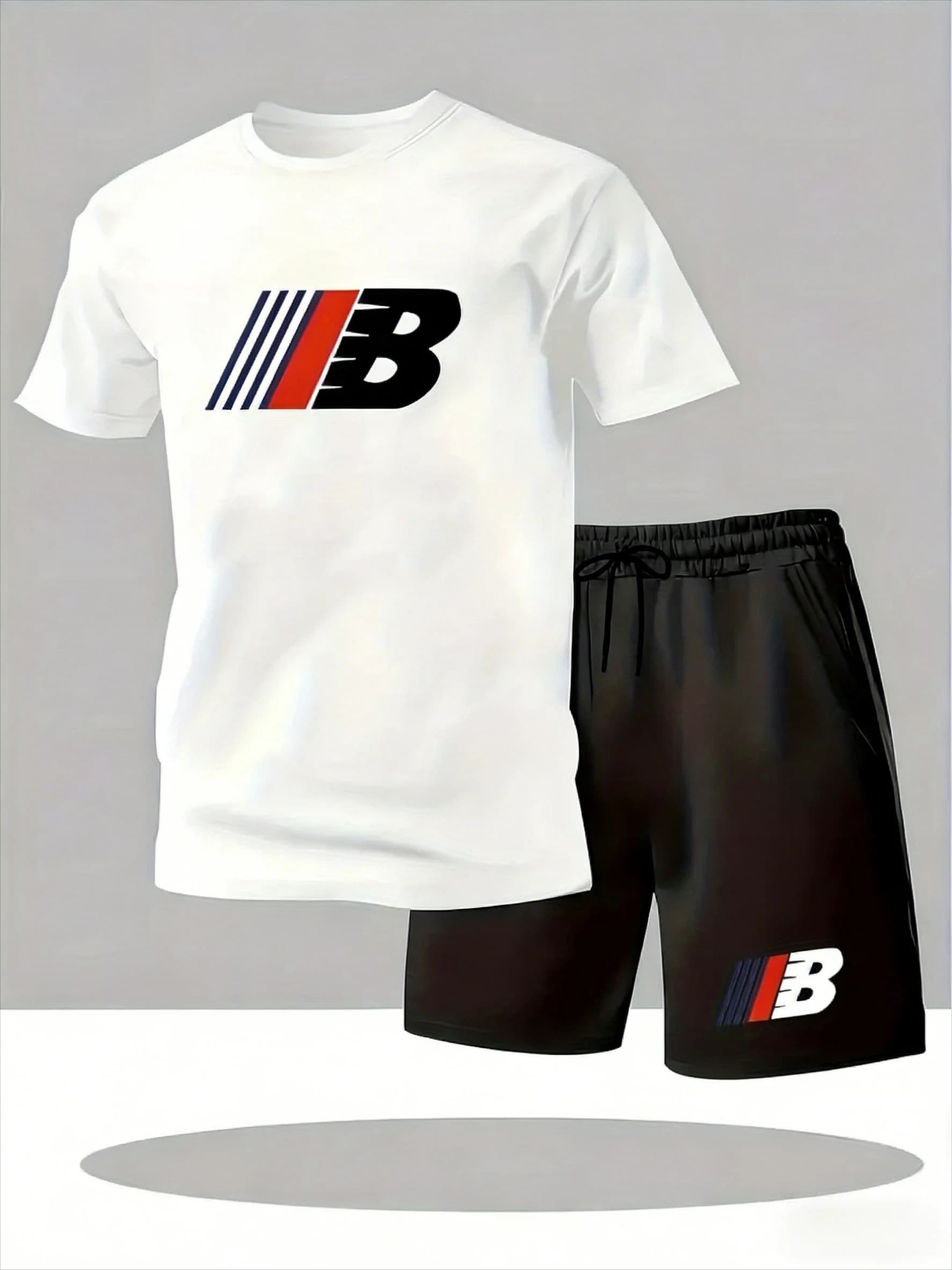 Completo Estivo da Uomo 2026, Set 2 Pezzi Streetwear, T-Shirt Stampata con Collo Rotondo e Pantaloncini Casual, Outfit Sportivo Giovanile di Tendenza