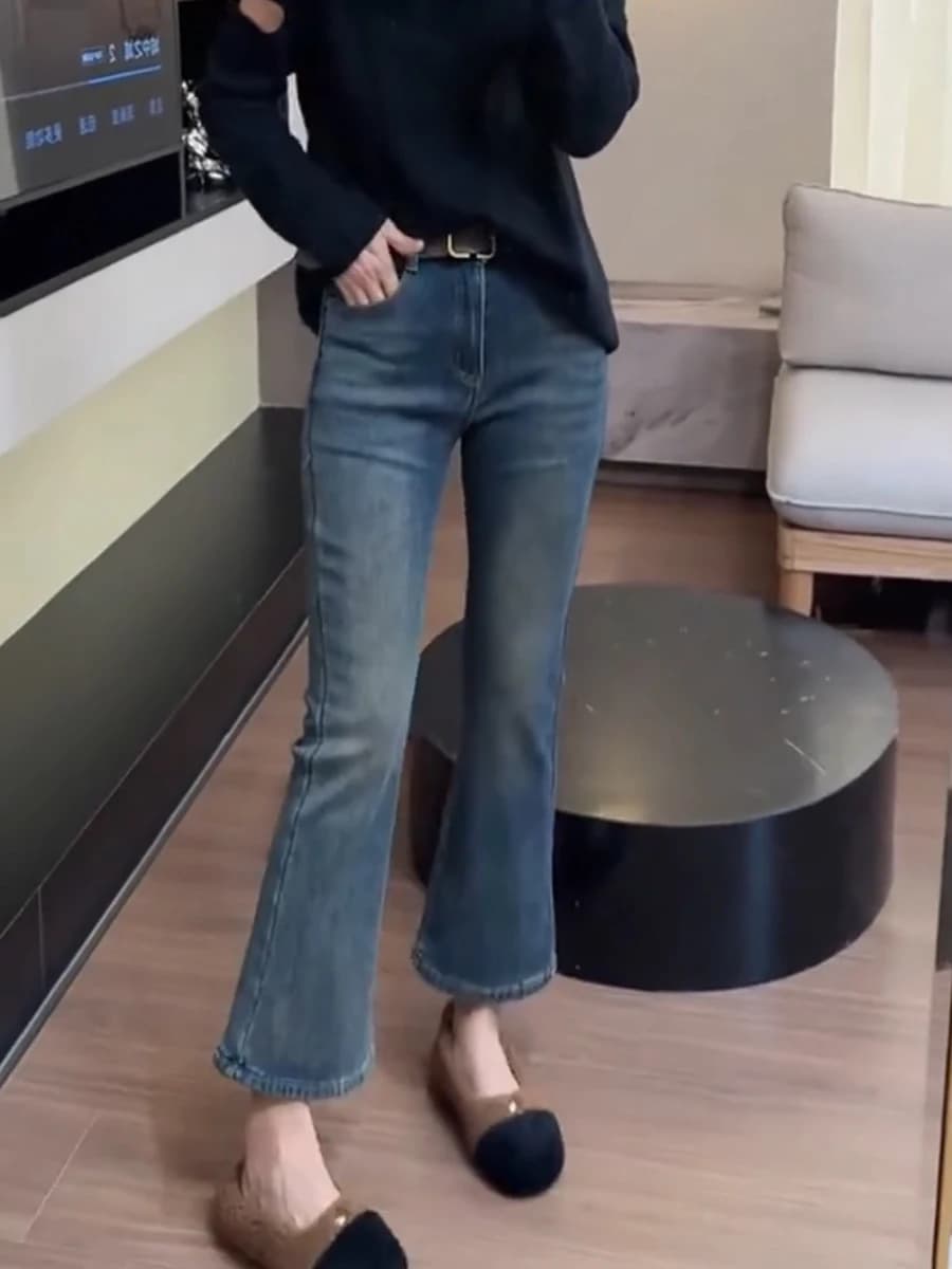 Jeans a vita alta modellanti da donna, taglie forti, elasticizzati, nascosteggianti, eleganti, in denim di cotone elasticizzato, pantaloni capri, primavera autunno