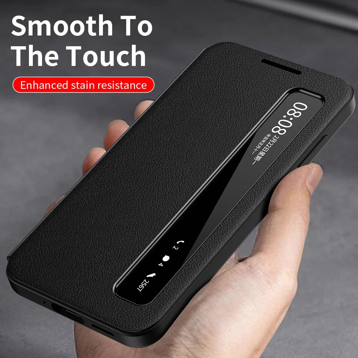 APP Luxury Leather Phone Case for Samsung Galaxy S26 S25 S24 S23 S22 Ultra Plus A55 A56 Flip Smart Display Clear Window Cover