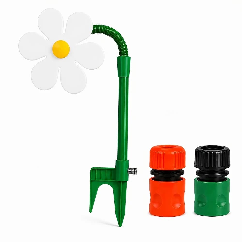 Dancing Sunflower Garden Sprinkler,with Flexible Swaying Stem and Hose Connector;Rotating Garden Watering Tool for Outdoor Lawns