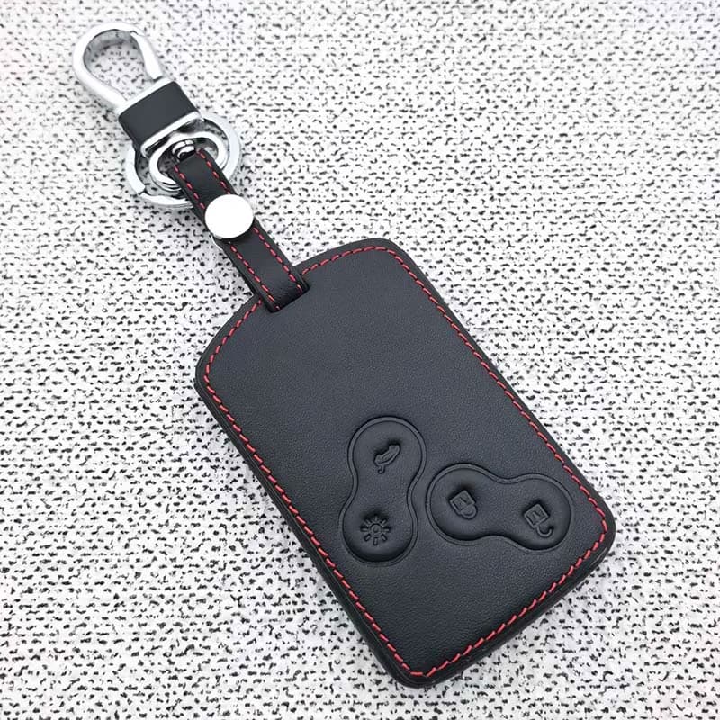 Car Remote Leather Key Case for Renault Megan 3 Laguna Fluence NEMA Clio 4 Captur Zoe Card 4 Button Cover Protection Keychain