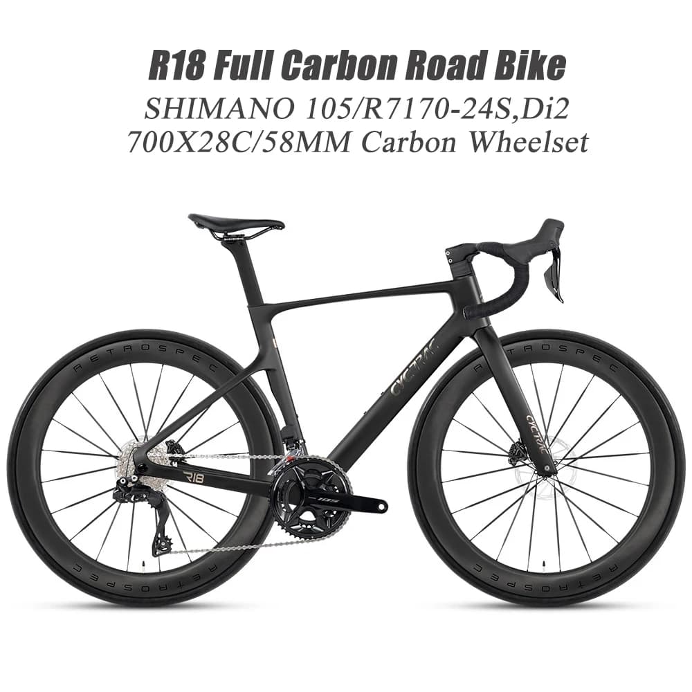 Twitter 2026 LightWeight Wireless R18 Full Hydraulic Brake Racing Carbon Road Bicycle 105/R7170 Di2 with Carbon Wheels For Sale