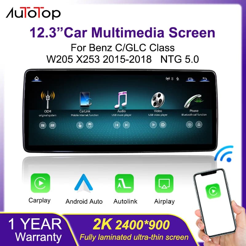 AUTOTOP Wireless Carplay Android Auto Touchscreen per BENZ C CALSS W205 GLC 2015 - 2018 Car Video Lettore Multimediale Carplay