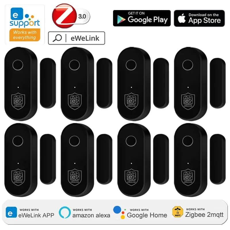 Sensore per Porte e Finestre EweLink Zigbee, Allarme di Sicurezza Domestica Intelligente, Rilevatore di Apertura/Chiusura Porta, Controllo tramite App Compatibile con Alexa e Google