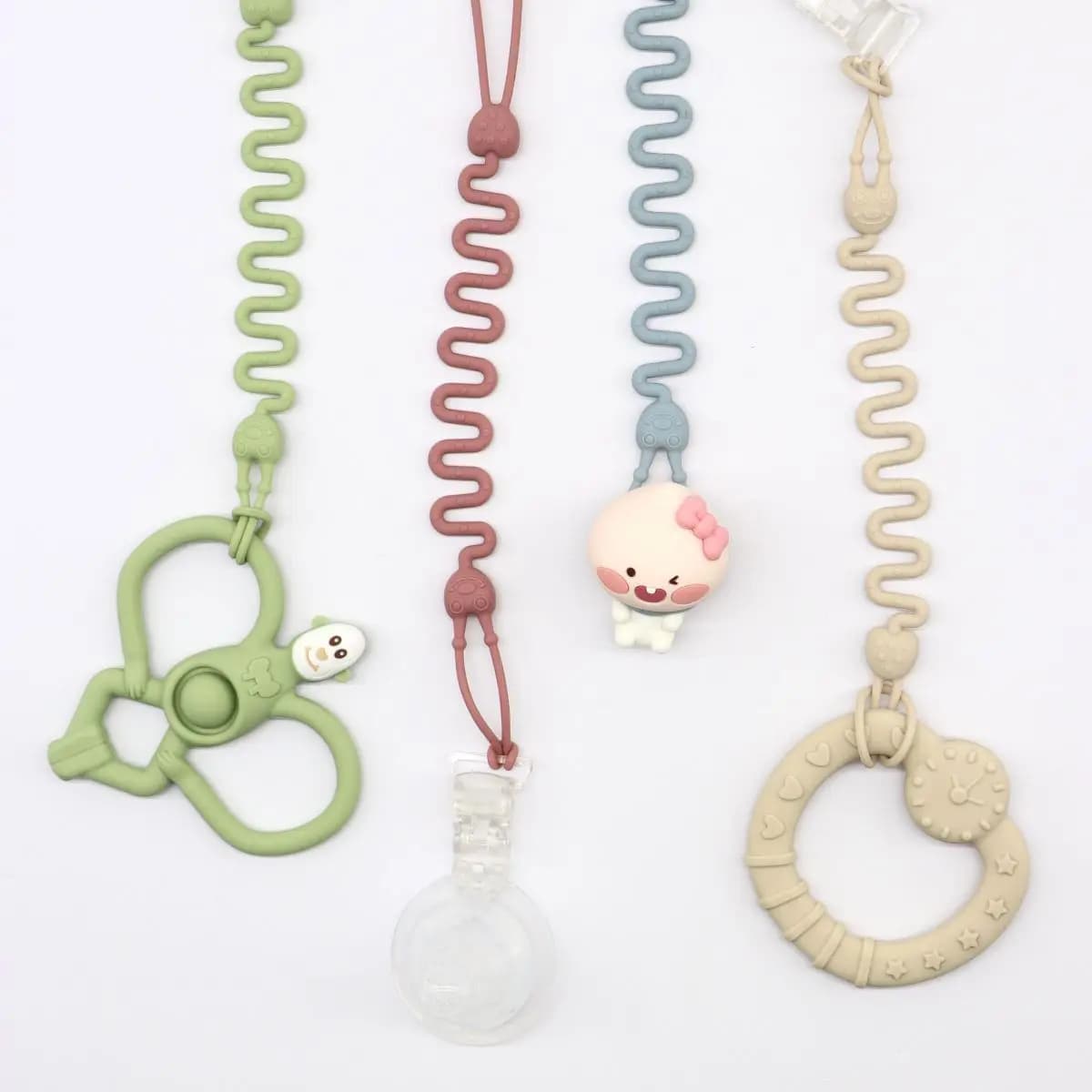 Ciucci in silicone morbido Guinzagli Porta ciuccio Porta ciuccio Catena porta ciuccio sicuro e sicuro Accessori per strumenti di alimentazione per bambini