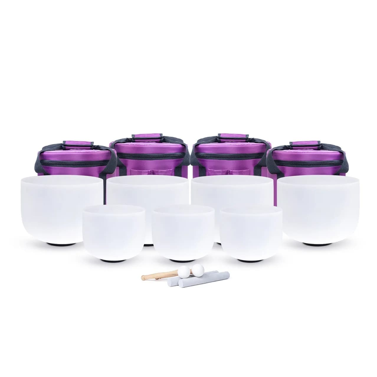 Chakra Frosted White Quartz Crystal Singing Bowl Set, Sound Healing Meditation Bowl for Energy Balancing & Relaxation