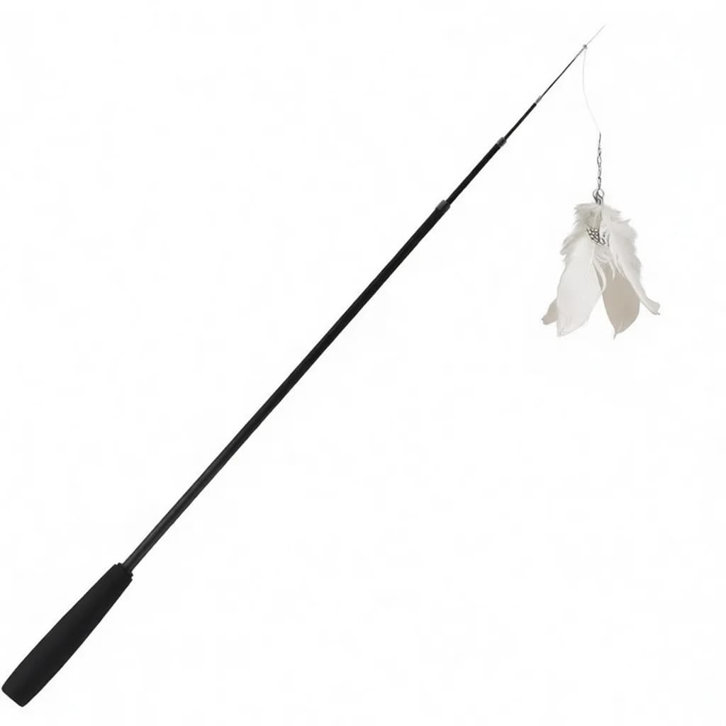 1.8M Telescopic Cat Wand Toy Interactive Fishing Rod Feather Attachment Exercise Training Tool Kitten Hunting Play Stick