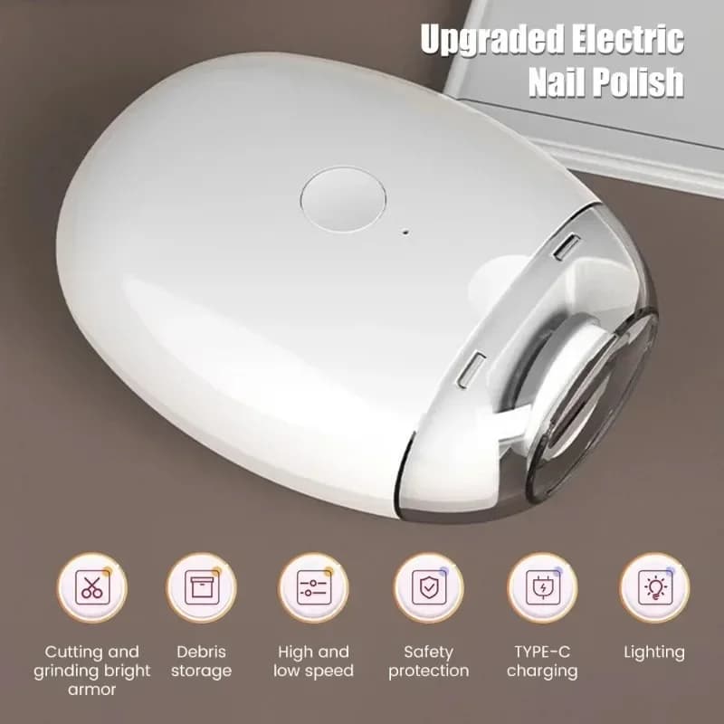 Tagliaunghie elettrico 2 IN 1 con smerigliatrice automatica per unghie a luce LED Trimmer per mini strumenti per manicure per adulti per bambini Cura delle unghie
