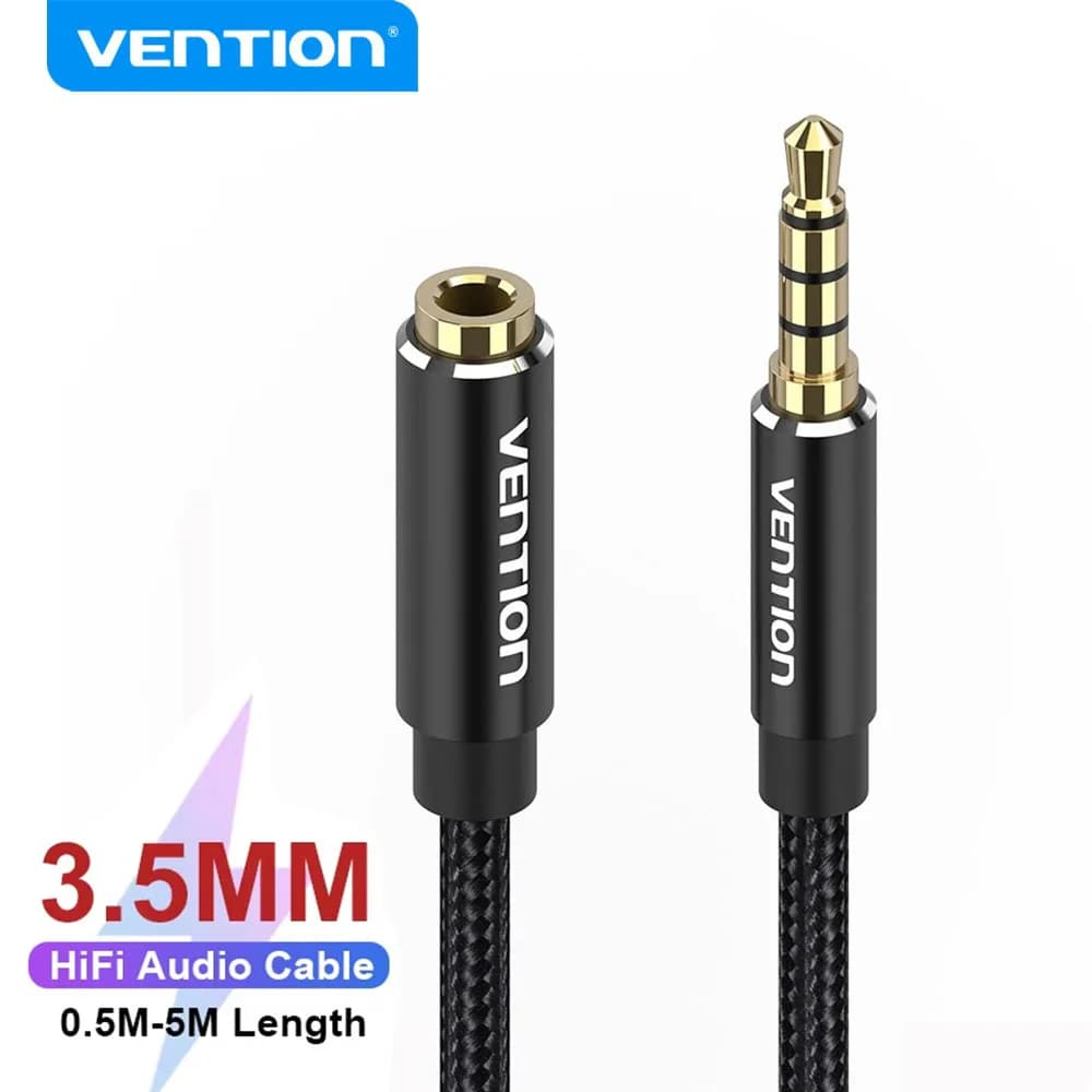 Vention Jack Cavo di prolunga Aux da 3,5 mm per laptop per auto Mini PC TV Xiaomi Huawei Stereo Jack audio da 3,5 mm Cavo per altoparlante per cuffie