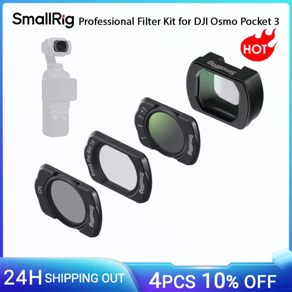 Kit filtro professionale SmallRig per DJI Osmo Pocket 3 con effetto CPL/1/4 Nebbia nera/Filtro variabile ND2-ND32 e obiettivo grandangolare