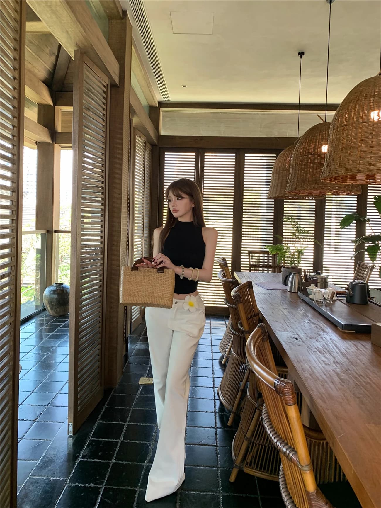 White Low Waist Bell Bottom Jeans Women Summer Slimming Long Pants American Hot Girl Straight Leg Jeans Commute Style Pure Color