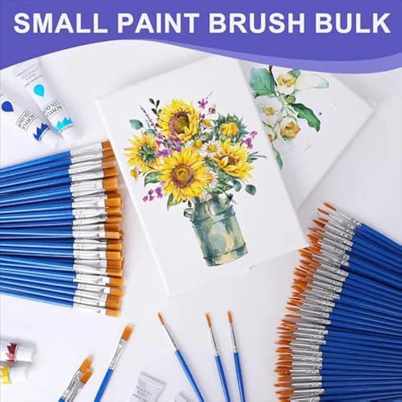 AC23-Small Paint Brushes,160 Pcs Nylon Hair Paint Brushes With Flat & Round Pointed Acrylic Paint Brushes Set
