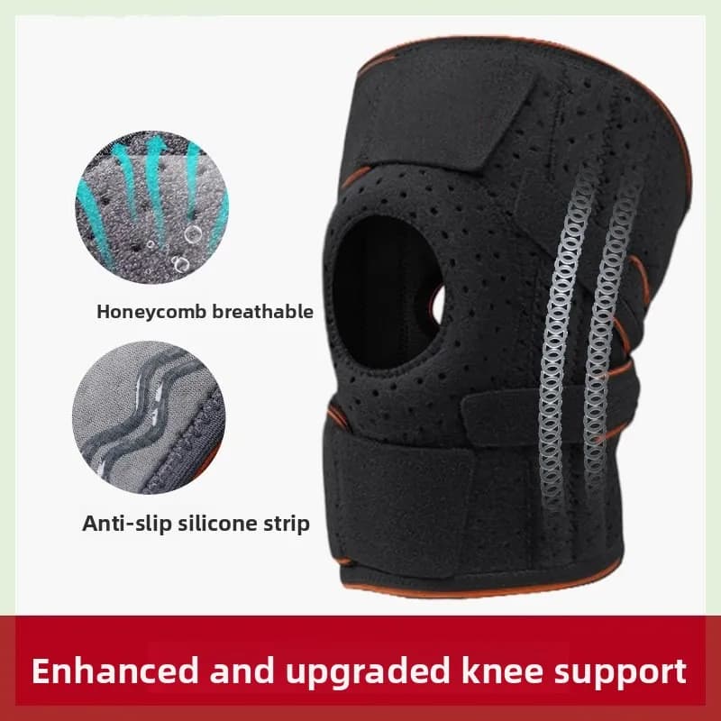 Manicotto di supporto per ginocchio per escursionismo con cinghia di compressione, ginocchiera sportiva per protezione del menisco, ginocchiera da corsa traspirante