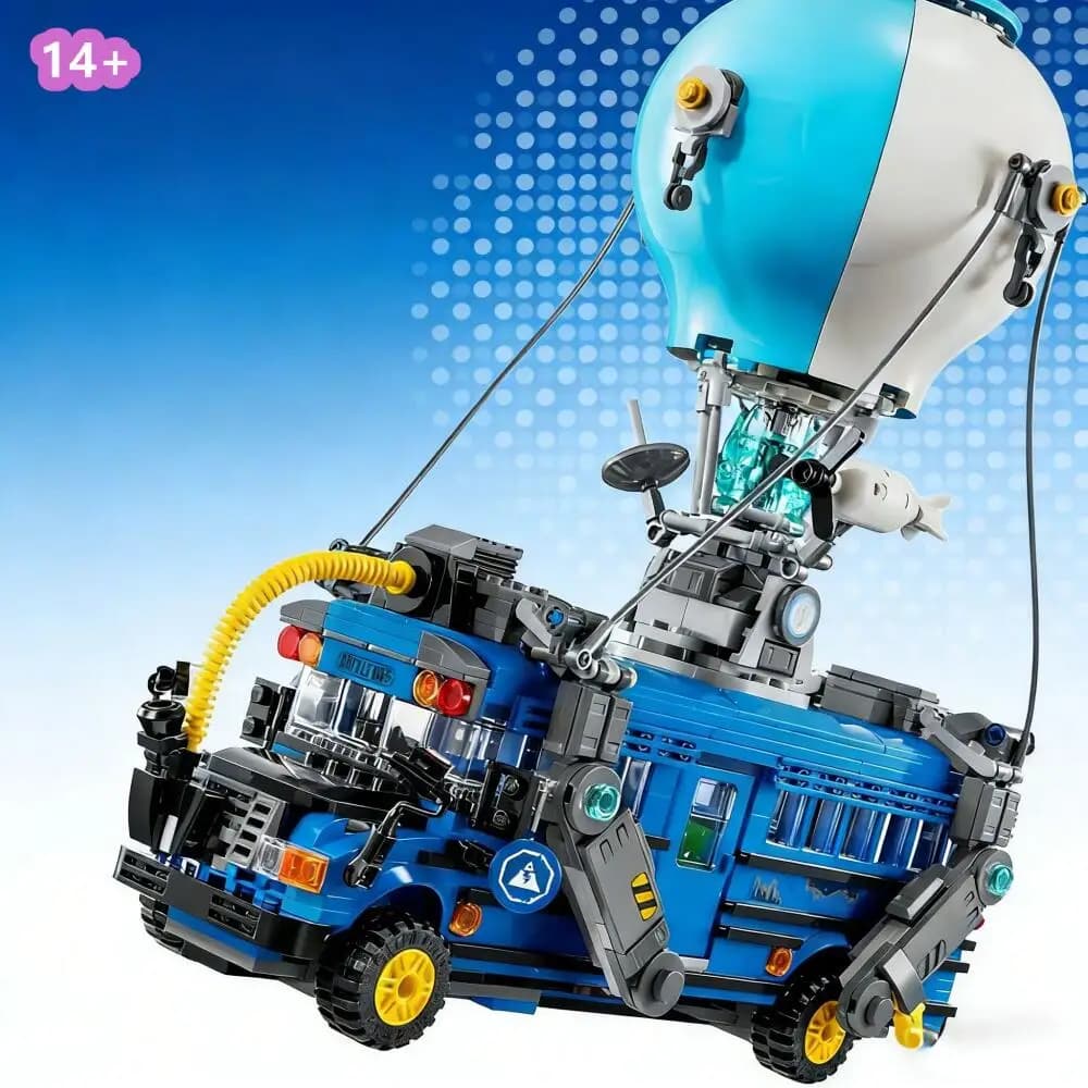 954 Pezzi Popolare Modello di Autobus Blu Fortnite Battle 77073, Blocchi da Costruzione, Puzzle, Mattoncini Giocattolo per Regali di Compleanno