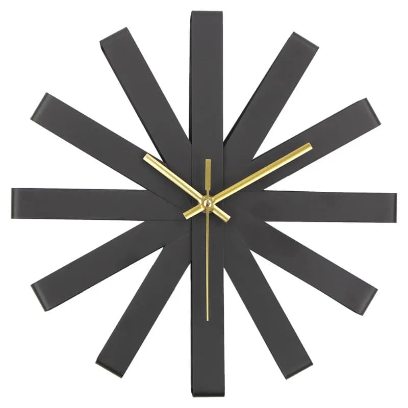 Nordic stainless steel creative living room wall clock light luxury fashion black art clock simple wall quartz