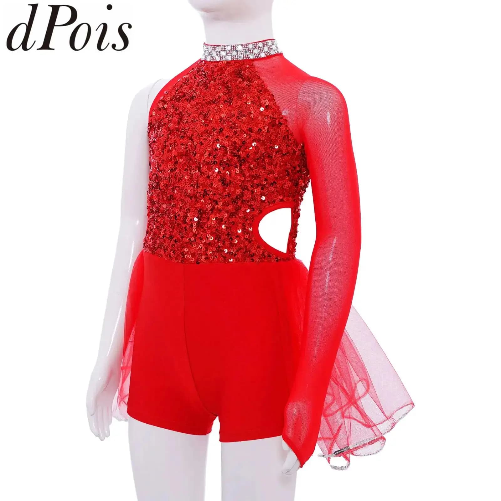 Bambini Ragazze Jazz Ballo latino Pattinaggio di figura Ginnastica Acrobazie Balletto Body Paillettes scintillanti Maglia di piume Tulle Tutu con gonna