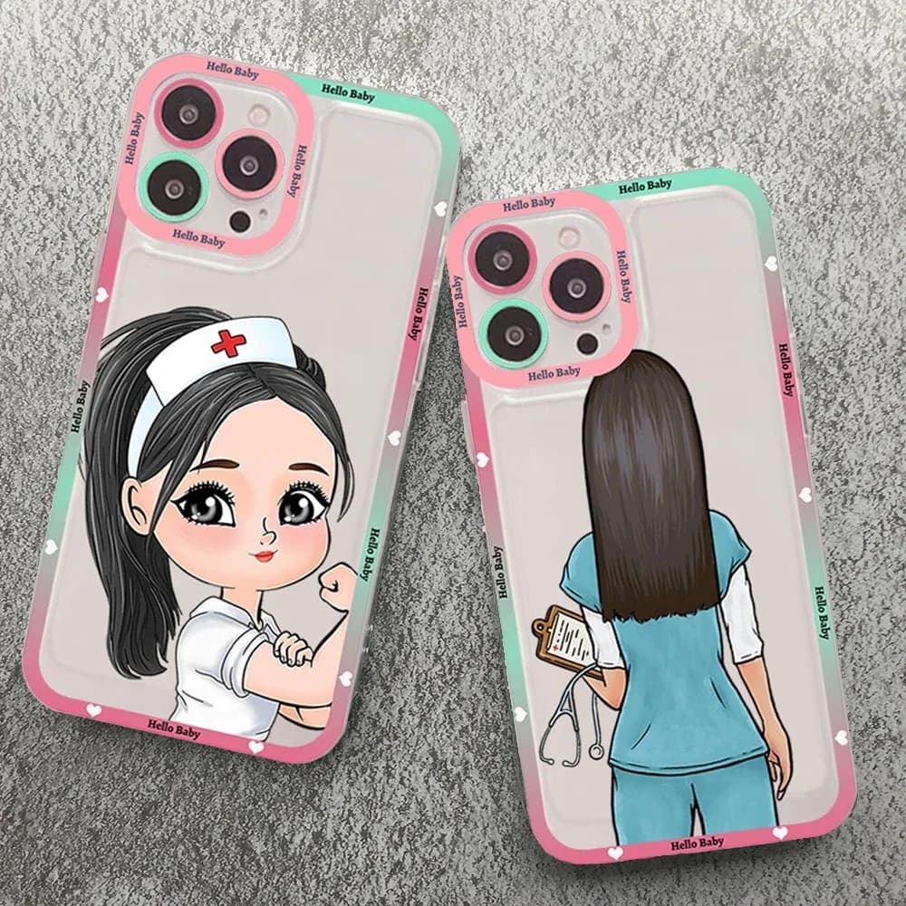 Infermiera Medicina Medica Salute Cuore Cassa Del Telefono Per iPhone 15 14 13 12 11 Pro Max Mini XS MAX X XR SE 7 8 Plus Copertura Trasparente Fundas