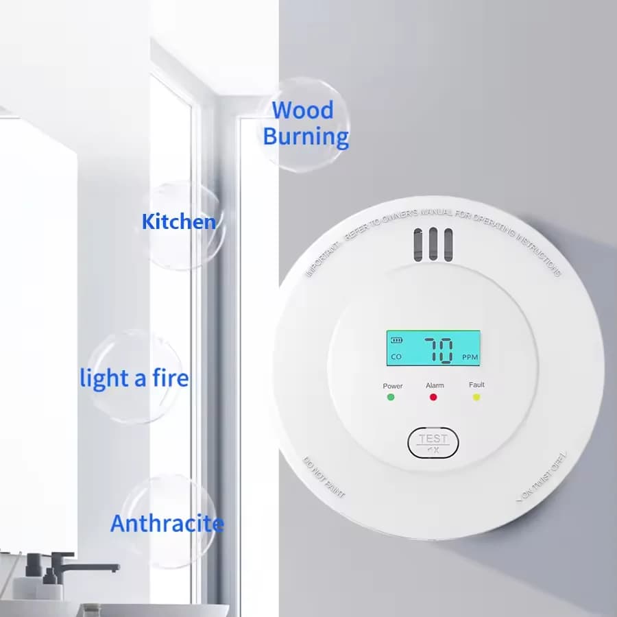 Sensore di Allarme CO con Avviso Sonoro e Luminoso 85dB, Rilevatore di Monossido di Carbonio con Display Digitale LED, Monitor di Gas CO per Casa e Ufficio