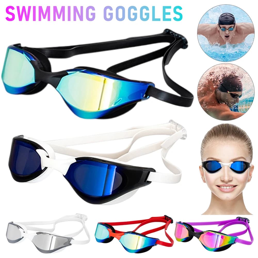 Professional Swimwear with Electroplated Lens Anti-foging and UV Protection, Adjustable Silicone Raincoats for Children and Adults