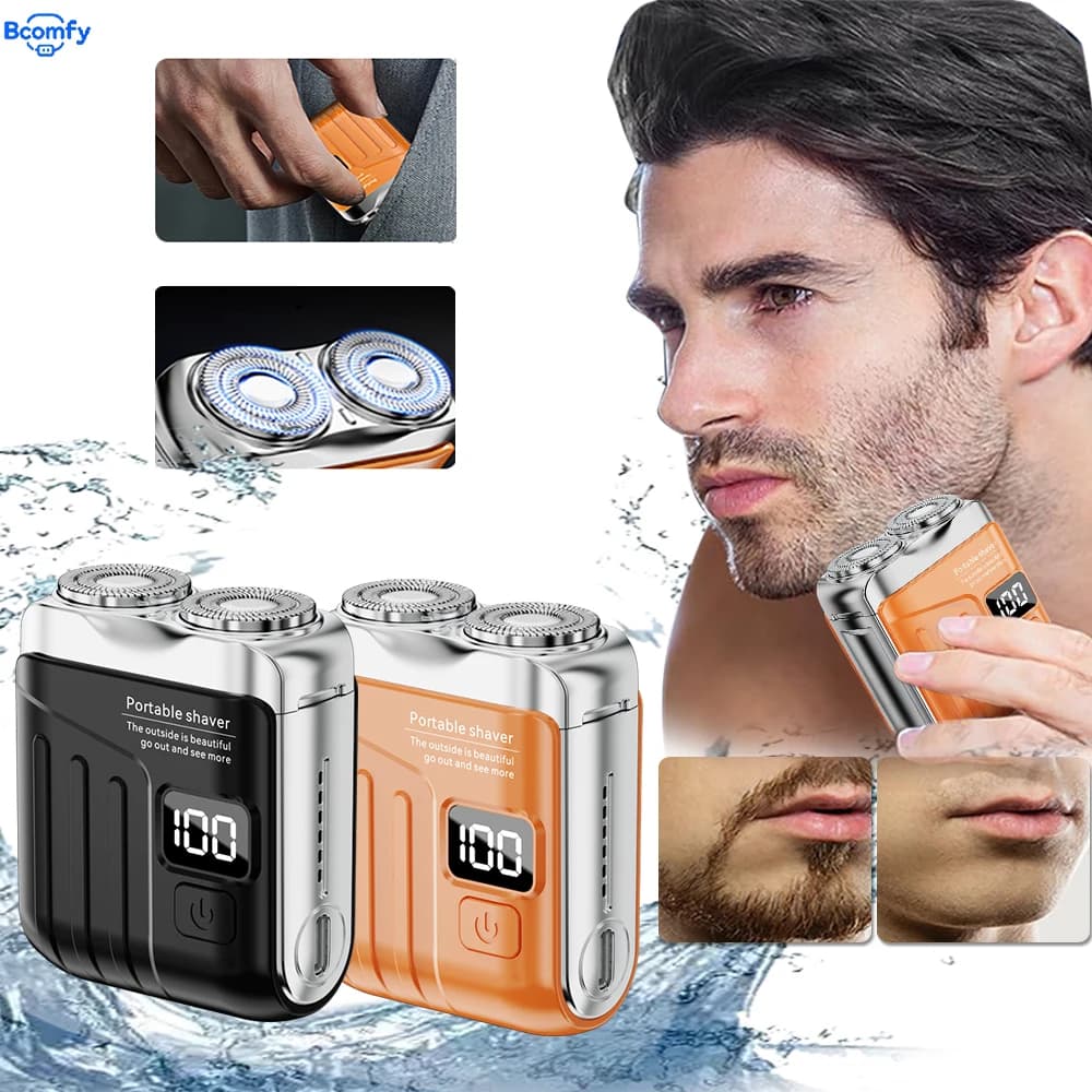 Men's Electric Shaver Mini Magnetic Shaving Shaver Rechargeable Double Head Razor for Waterproof Portable Face Hair