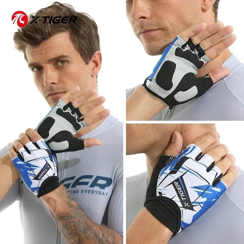 Road Bike Gloves X-Tiger 3D GEL Road Bike Gloves MTB Shockproof Sports Gym Gloves Reflective Non-slip Gloves Half-Year Man