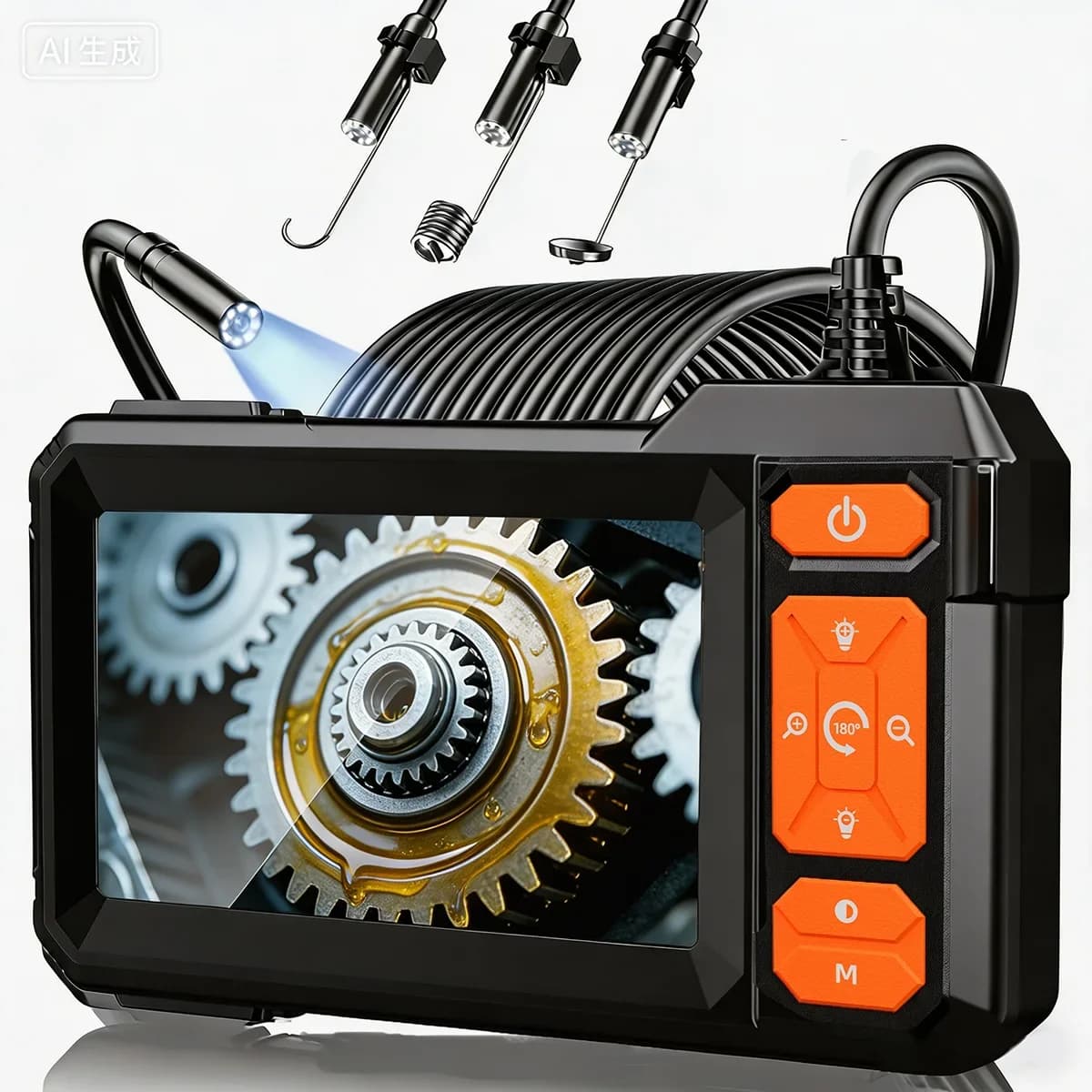 Telecamera Endoscopica 1080P 8mm Lente Singola Cavo 2/5/10M Schermo IPS 4.3'' Boroscopio per Ispezione Tubi Riparazione Auto Impermeabile 8 LED