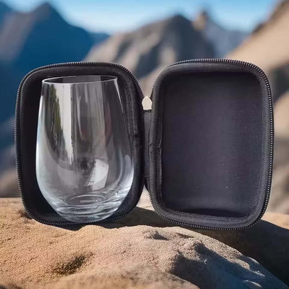 Borsa da vino portatile per esterni con bicchieri da vino Scatola da viaggio in pelle Tazza da whisky Portabicchiere da 360 ml e bustine da vino portatili