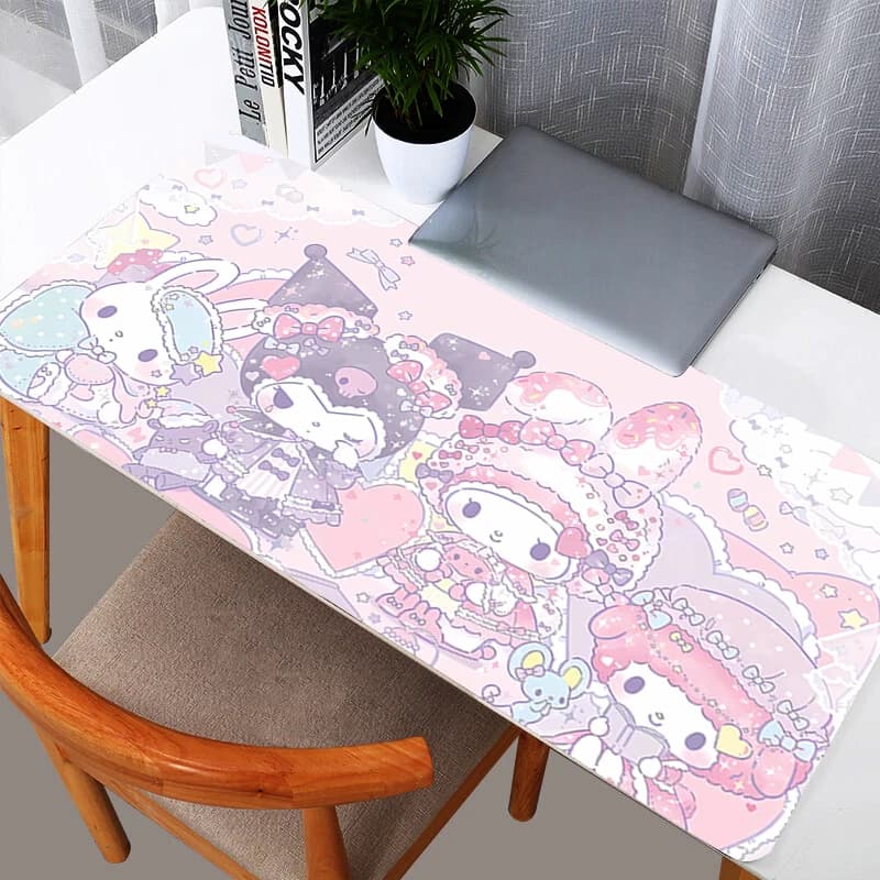 Tappetino per mouse My Melody di grandi dimensioni, resistente, per ufficio, computer, scrivania, tastiera, laptop, accessori, tappetino per mouse da gioco