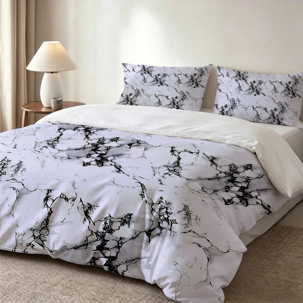 Set di biancheria da letto stampata digitalmente ad alta definizione, set copripiumino con motivo a marmo, include 1 copripiumino + 2 federe, adatto per camera da letto, stanza degli ospiti, decorazione domestica, set copripiumino + federe in fibra di poliestere, set tre pezzi, biancheria da letto ultra morbida, tessuto spesso, adatto a tutte le stagioni, lavabile in lavatrice, 3 pezzi
