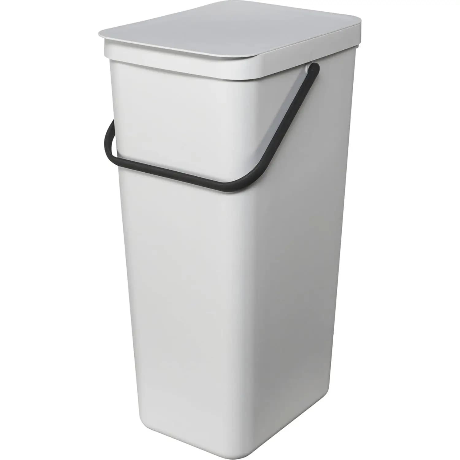 Bidone per Riciclaggio da Cucina 40L con Coperchio Apribile, Grigio Chiaro