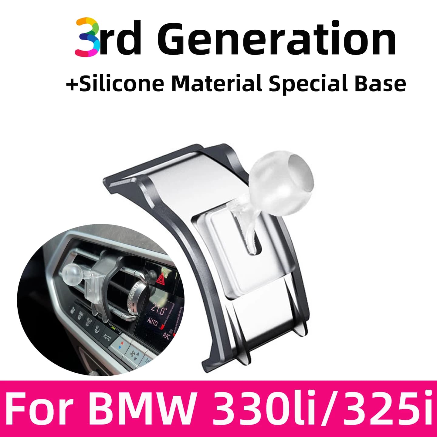Per BMW Serie 3 2019-2025 Supporto per telefono da auto Caricabatterie wireless magnetico 360 ° Accessori interni per supporto GPS con rotazione