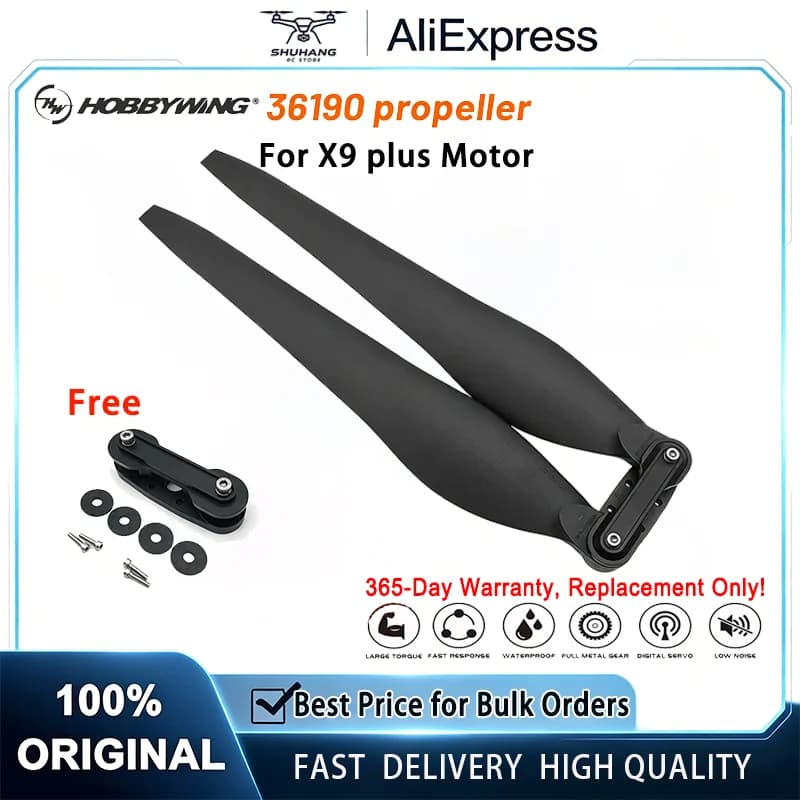 Elica Pieghevole Hobbywing 36 Pollici FOC 36190 36120 3411 CW CCW in Carbonio e Nylon per Drone Agricolo X9 Plus X9 Max