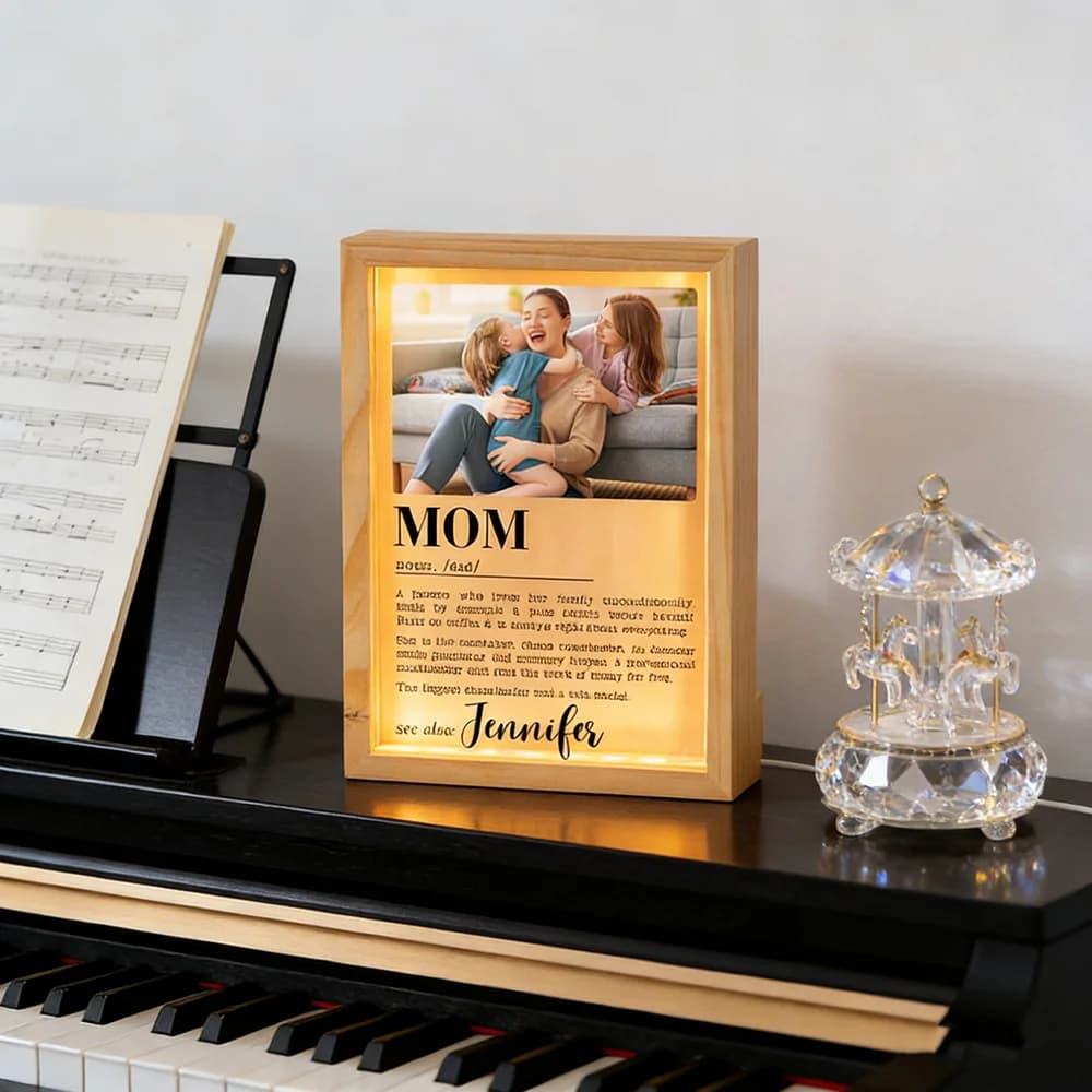 Custom Wooden and Acrylic Photo Frame, Desk Decoration for Home, Commemorative Gift for Family