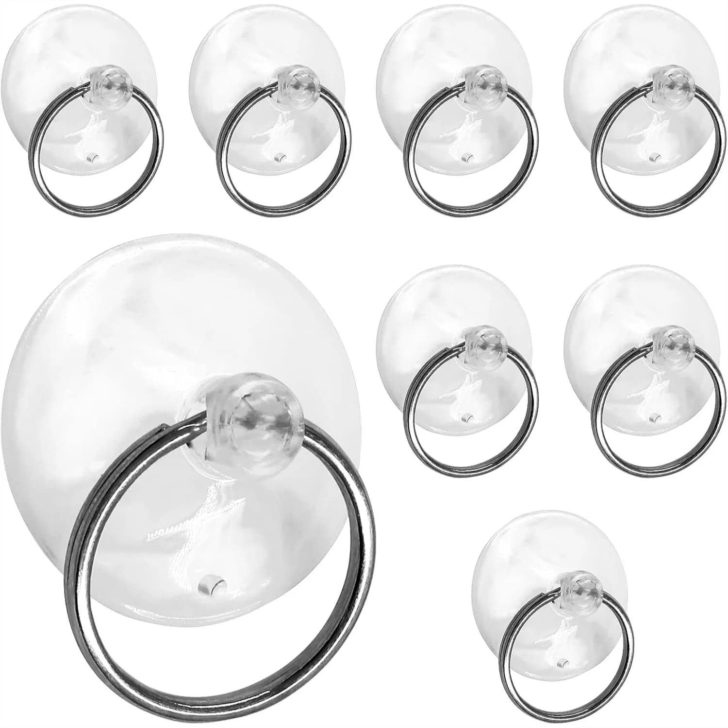 12 ventose trasparenti con anelli da 2 pollici per ganci da finestra, appendiabiti, cucina, bagno