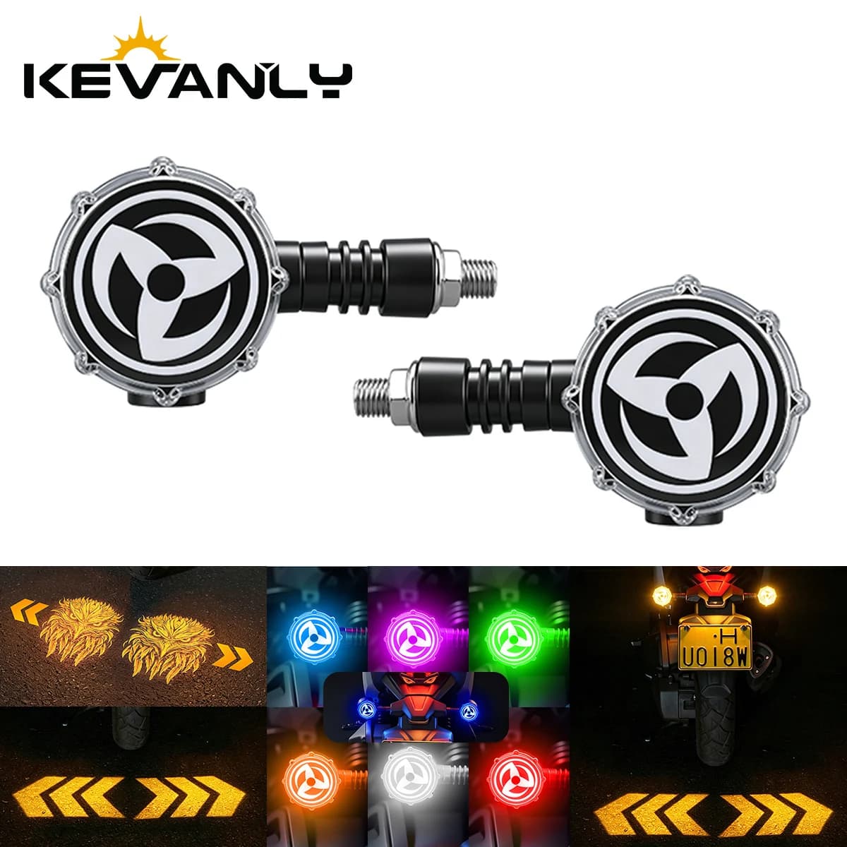 1Pair Motorcycle LED Projector Light Colorful Turn Signal Lamp Eagle Arrow Shaped Sequential Flowing Flash Indicator Lights