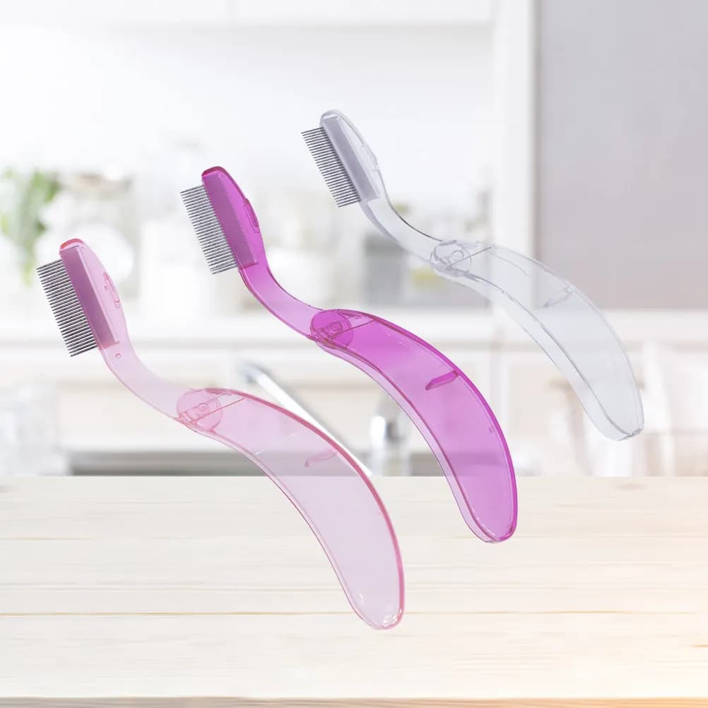 Foldable Eyelash comb with Metal Tooths, Stainless Steel Toe, Plastic Chest Separation Handle After Mascara Application