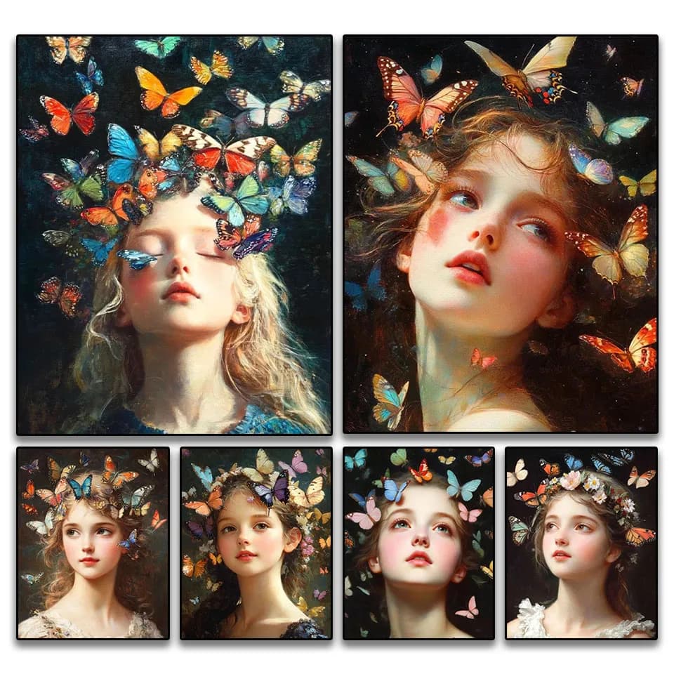 5D fai da te ragazza farfalla ricamo pittura diamante arte quadrato rotondo strass fatto a mano punto croce mosaico decorazione della casa regalo