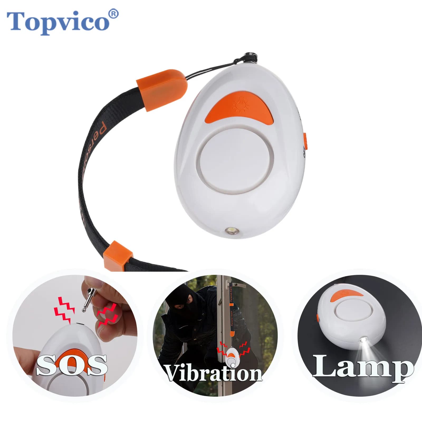 Allarme di autodifesa personale Topvico, allarme per porta a vibrazione portatile da viaggio per hotel da 125 dB, allarme di sicurezza SOS di emergenza per donne e bambini