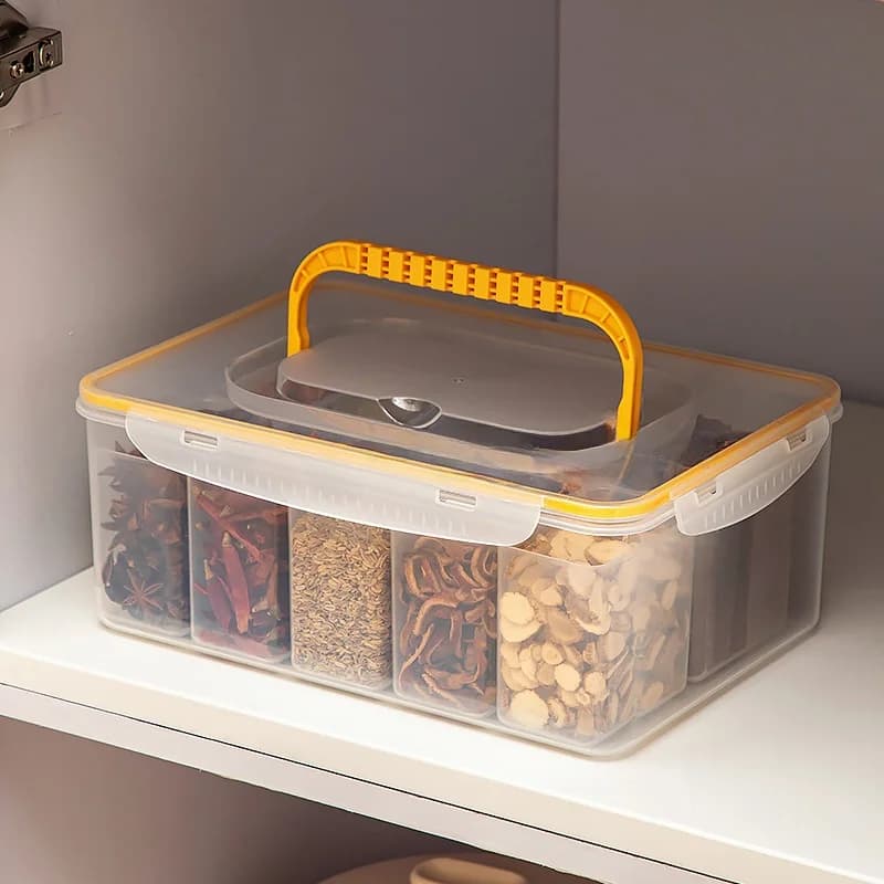 Kitchen Spice Storage Box Plastic Flip Cover Condiment Organizer Dustproof Moistureproof Food Storage Container Home Use