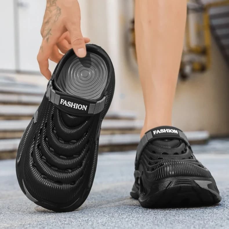 Plates with plateau to increase man's height, soft slippers perforated, breathable summer shoes anti-slip beach