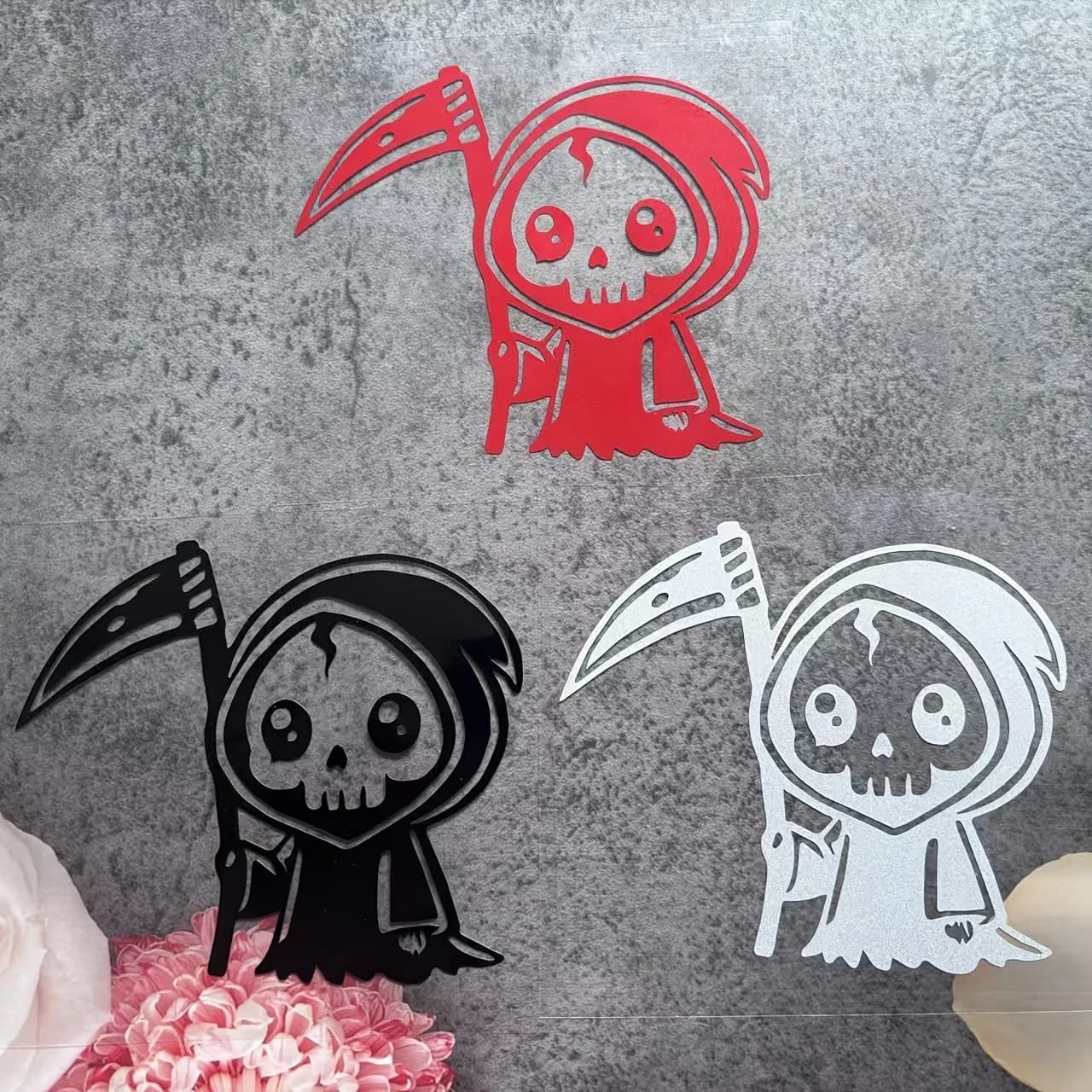 1Pc Cute Grim Reaper Scythe Car Sticker Waterproof Vinyl Decal for Fuel Cap Truck SUV Door Window Laptop