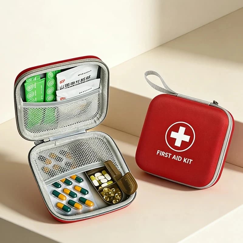 1Pc EVA Hard Shell Medical Supplies Storage Bag, Travel Essential First Aid Kit, Home Care Supplies Storage Box