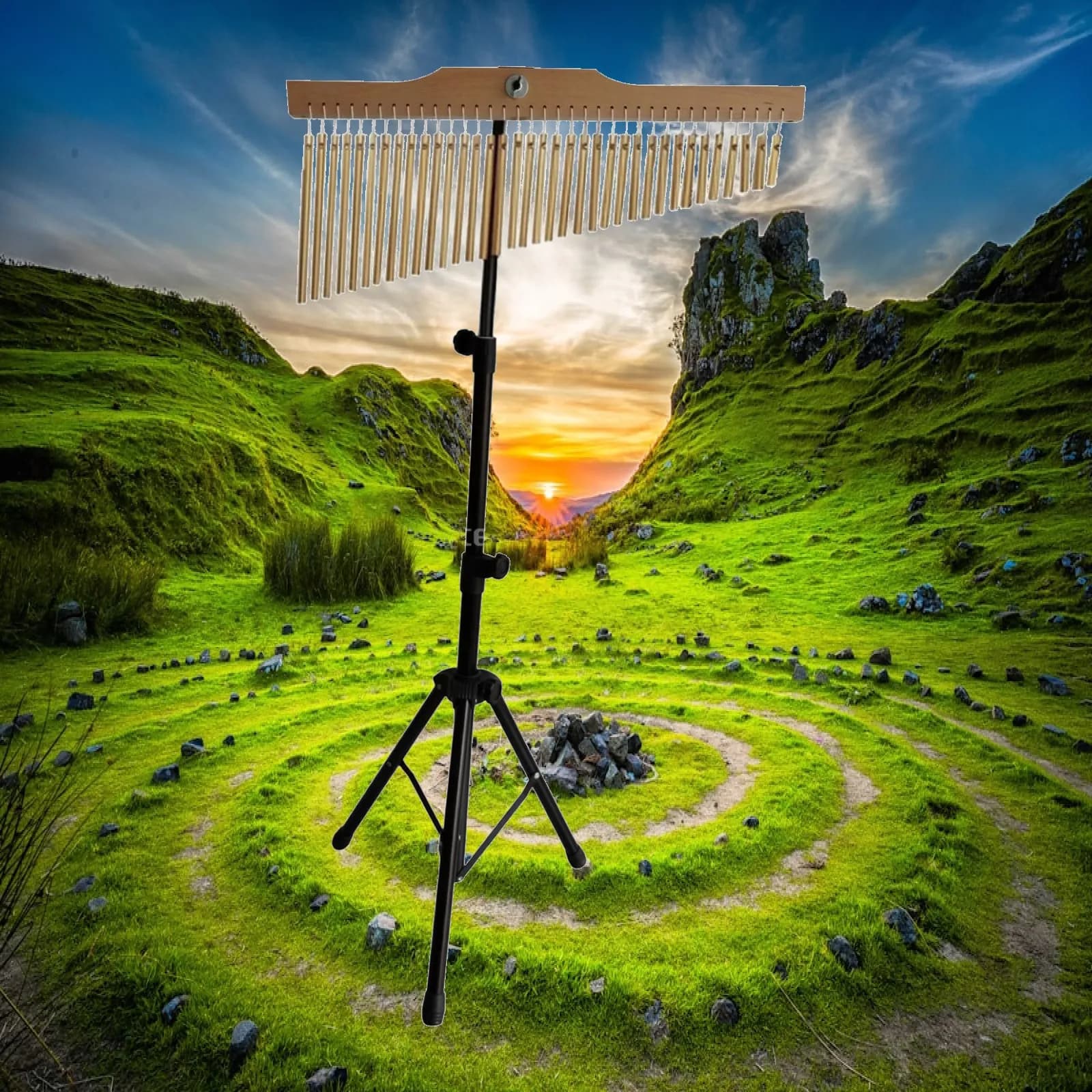 36 Bar Chimes Musical Instrument Wind Chime Quality Percussion Instrument with Height Adjustable Stand for Birthday