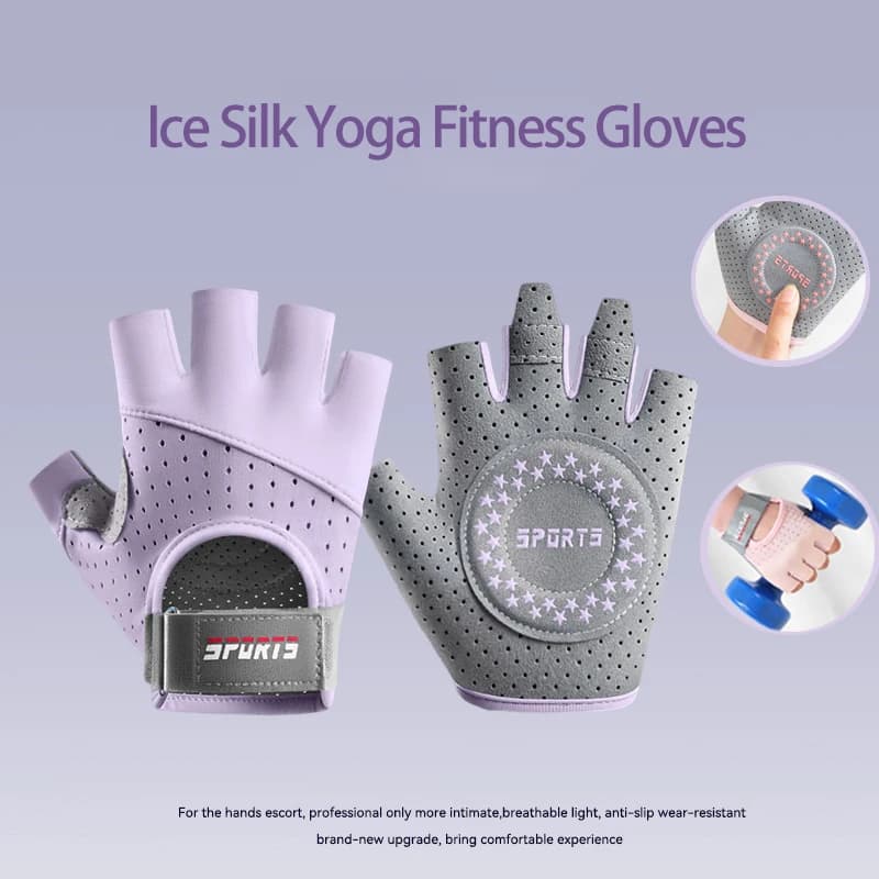 Fitness Yoga Gloves for Men Women Gym Hiking Summer Gloves Breathable Ice Silk Cycling Gloves Anti-slip Weight Lifting Gloves