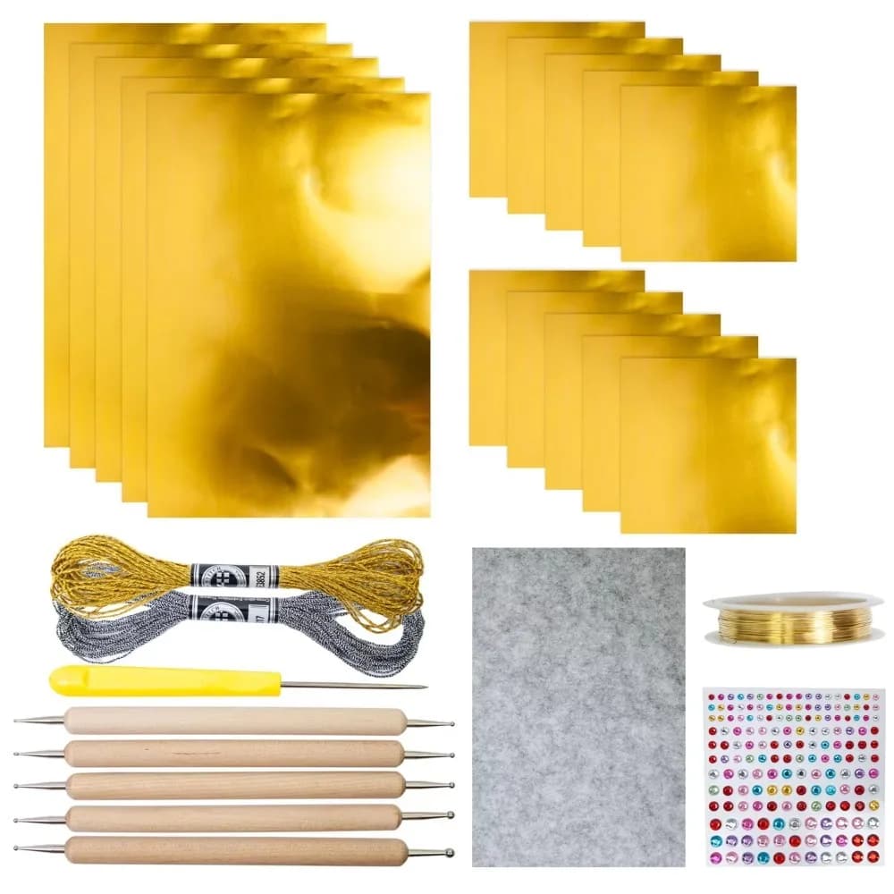Set di strumenti per cucire artigianale spesso 70 mm Carta stagnola Kit per la creazione di ornamenti natalizi fatti a mano Kit per incisione di carta in lamina d'oro