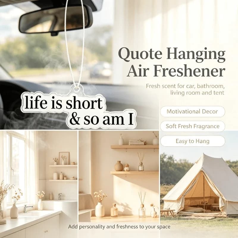 Car Air Freshener Funny Quote Text Hanging Scented Card, Life Is Short & So Am I Pattern Fragrance Ornament, Multi-Space Decor