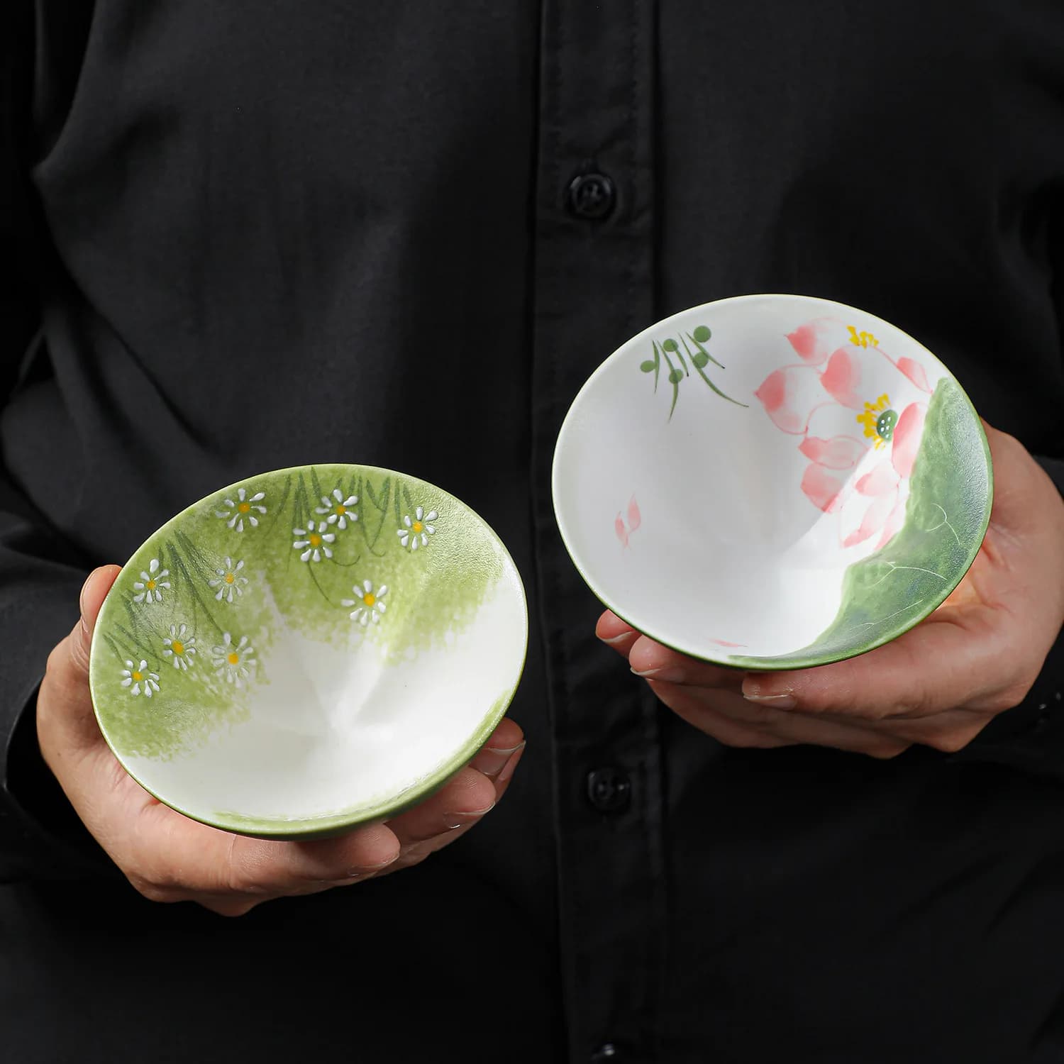 Hand Painted Ceramic Master Tasting Cups New Chinese Style Kungfu Tea Pair Cups High‑End For Home Tea Table Drinkware