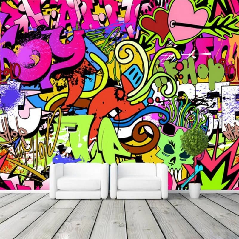 Graffiti Ragazzi Urban Art Photo Carta Da Parati Su Misura Della Parete Murale Cultura di Strada Carta Da Parati di Arte Della Parete Murale Camera Da Letto Corridoio Kid Room Decor