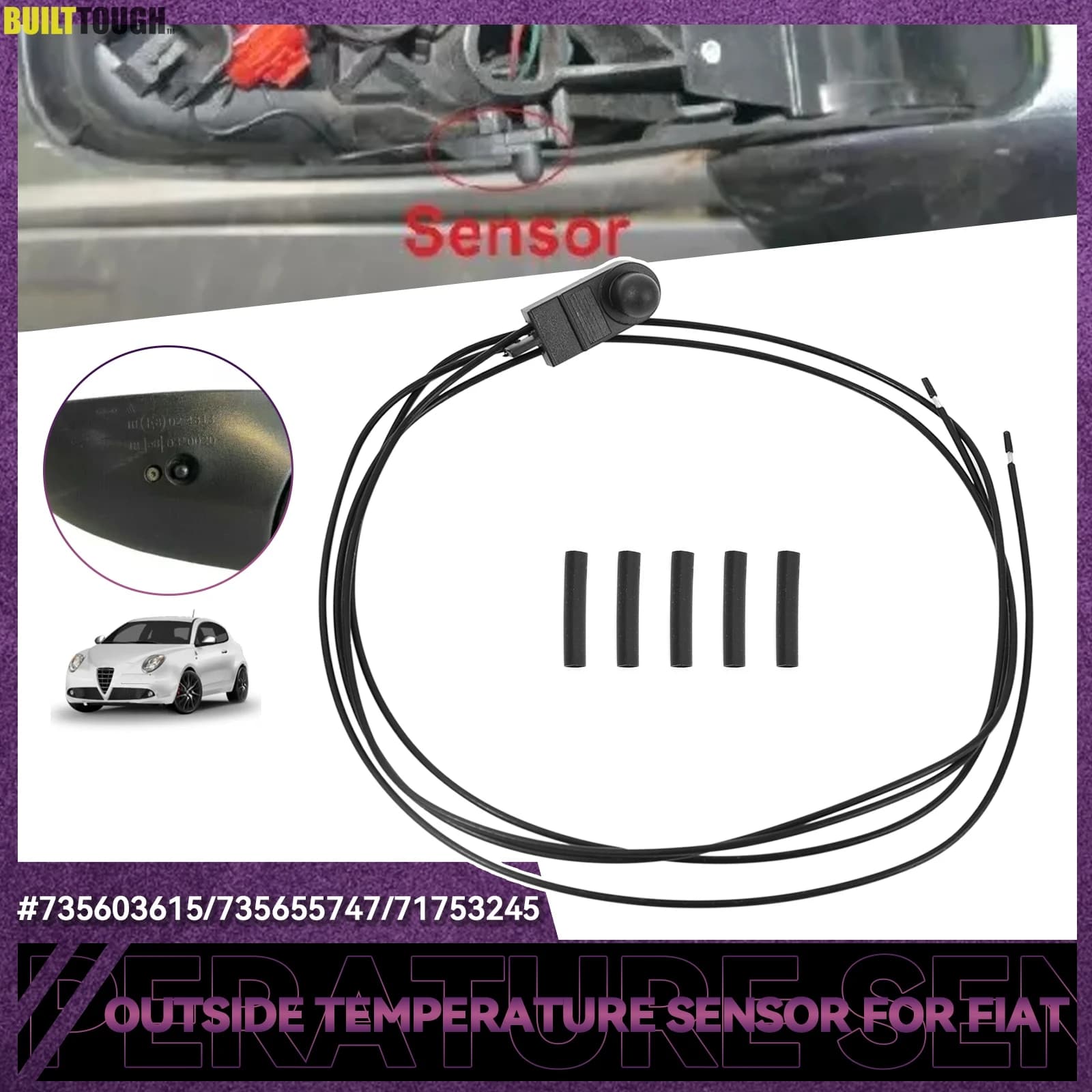 Sensore di temperatura ambiente esterno sotto lo specchio della porta per Fiat 500 500X 500L Punto 05-18 Citroen Peugeot 71753245 735603615
