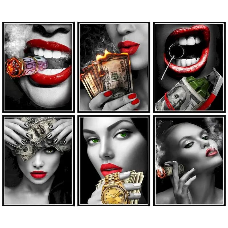 1pc frameless Oil Painting By Number Sexy Women With Red Lips For Adults Picture By Numbers Acrylic Paint Home Decoration Diy Gi